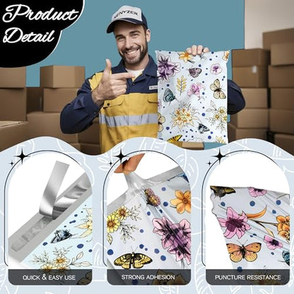 Cute Poly Mailers 12x15.5 Inch 50 Pcs, Butterfly Blossom - color: Butterfly Blossom, size: 12x15.5 Inch 50Pcs