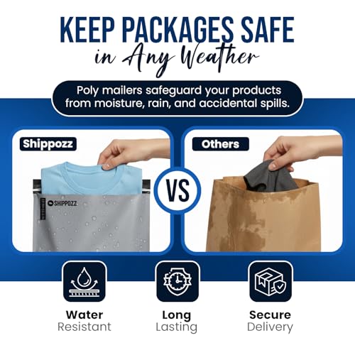 Shippozz 12x15.5 Poly Mailers 100 Pack, Durable Waterproof Polymailers for Shipping Clothes, Self Seal Mailing Bags for Small Business Packaging Supplies, Mailing Envelopes for Books, and Accessories - size: 12 x 15.5 (100pcs)