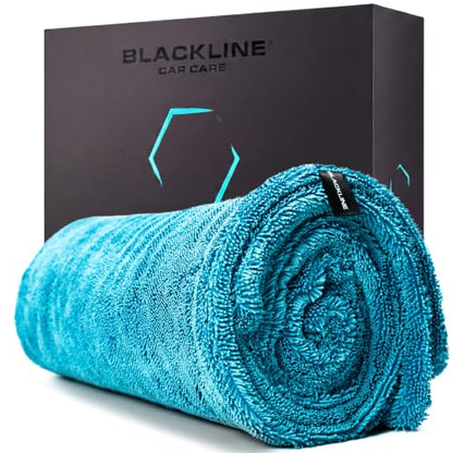Blackline Microfiber Car Drying Towel 24"x36", 1300GSM Twisted Loop - color: Aqua