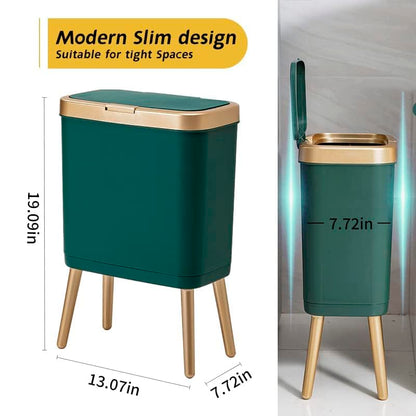 Procade Green Bathroom Trash Can with Lid,4 Gallon Retro Gold Garbage Can - color: Green