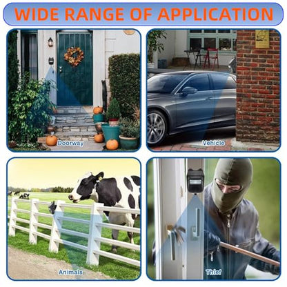 Solar Infrared Sensor Wireless Doorbell & Driveway Alarm – 1/2 Mile Range, 120° Detection, Weatherproof, Solar & USB-C Charging, for Home/Business Security 【Motion Sensor*2+ Alarm Receiver*1】