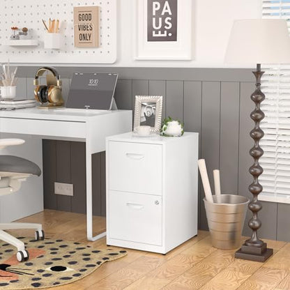 SteeLoong 2 Drawer File Cabinets,Metal Office File Cabinet with Lock,White - color: White, style: 2 Drawer Light Duty