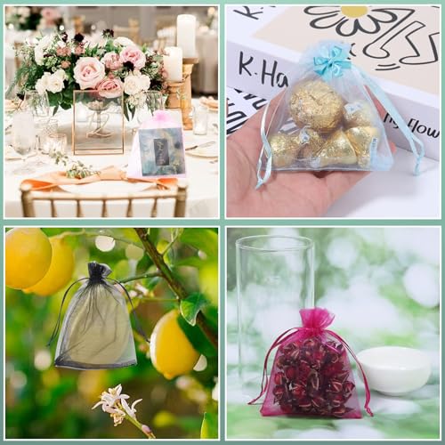 Partyeah 50Pcs Baby Blue Organza Bags,3x4 Inch Small Mesh Drawstring Bags - color: Sky Blue, size: 50 count (Pack of 1)