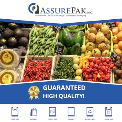 ASSUREPAK White Unprinted HDPE Bags, 17" x 8" x 29", 18 Micron, 500 Count