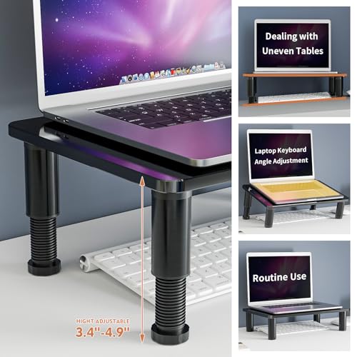 Hemudu 2 Pack Computer Monitor Stand Riser with Height Adjustable Multi Media Desktop Stand for Flat Screen LCD LED TV, Laptop/Notebook/Xbox One, Black HD01B-202 - color: Black