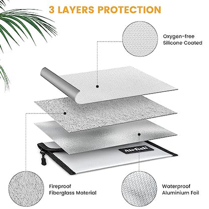 Fireproof Wallet, 5 x 8 inches, Waterproof Cash Bag with Zipper, Small Fireproof Cash Bag for Valuables - color: Silver, size: 4 Pack