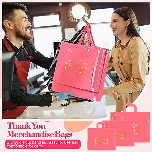 Teling 200 Pcs Thank You Bags with Handle for Business, Pink - color: Pink