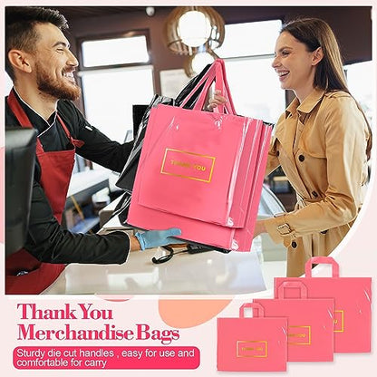 Teling 200 Pcs Thank You Bags with Handle for Business, Pink - color: Pink