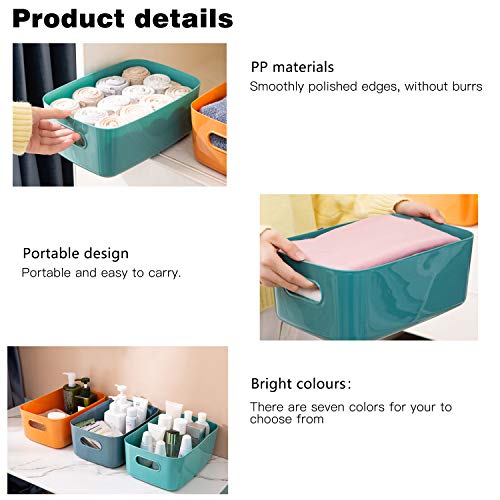 OWill 7 Pcs 2.1 L Plastic Storage Bins and Baskets for Efficient Home Classroom Organization Small Containers in Multicolour for Kitchen, Cupboard box, and Bathroom Organizer on Shelves and Tubs - size: 7Pcs Small