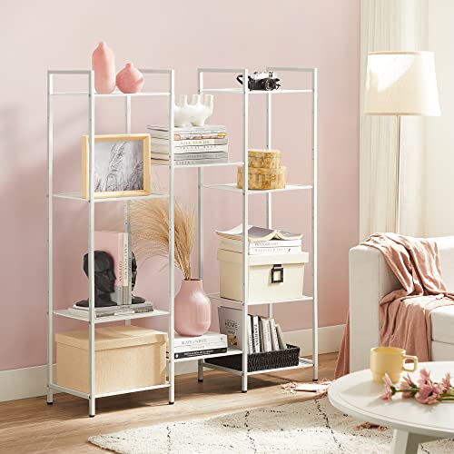 SONGMICS 5-Tier Storage Rack, Bathroom Shelf, Extendable Plant Stand - color: White, size: 5 Tiers