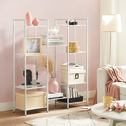 SONGMICS 5-Tier Storage Rack, Bathroom Shelf, Extendable Plant Stand - color: White, size: 5 Tiers