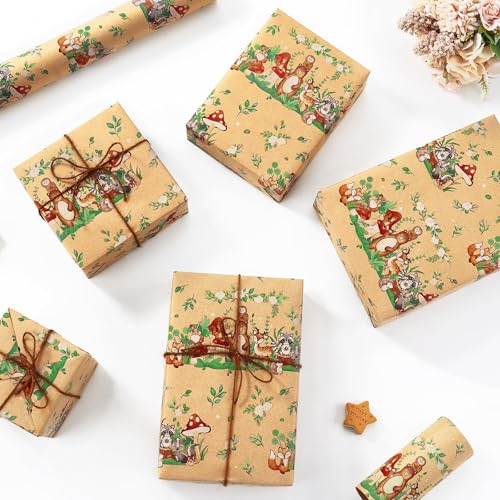 WERNNSAI Baby Shower Kraft Wrapping Paper - 33 ft Baby Shower Wrap Paper - color: Baby Animal-Garden