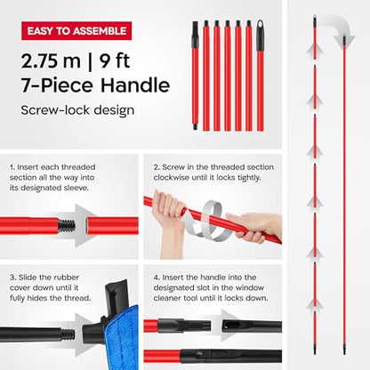 Tyroler Professional Telescopic Window Squeegee for Home, 12"-110"