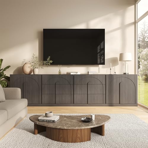 BELLEZE Bijou 4-Piece Modular Sideboard Buffet Cabinet - Ebony - color: Bijou Ebony Bbcc
