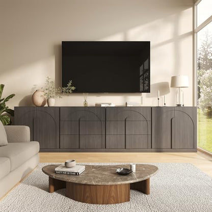 BELLEZE Bijou 4-Piece Modular Sideboard Buffet Cabinet - Ebony - color: Bijou Ebony Bbcc