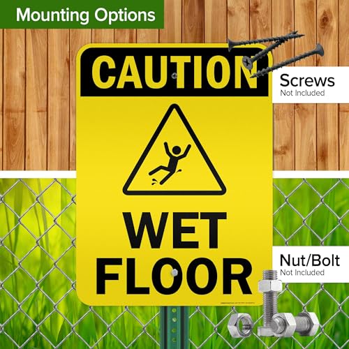 Caution Wet Floor Sign, 18x24 Inches, 3M EGP Reflective .080 Aluminum, Fade Resistant, Made in USA by My Sign Center - size: 18x24 Reflective Aluminum