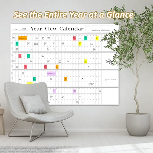 Large Dry Erase Wall Calendar - 36"x 48" Undated 12-Month Yearly Wall Calendar for Home, Office, Classroom - 50 Reusable Dry Erase Color Tabs Included - color: Black-a 36"x48"