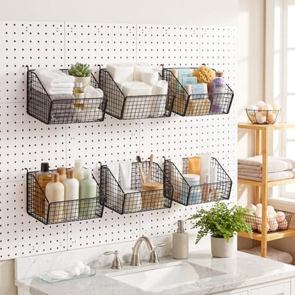 Reallnaive 6 Pack Black Pegboard Baskets 7.1 x 7.1 x 5.5 Inch - color: Black, size: 7.1 x 7.1 x 5.5 Inch