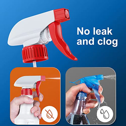 Veco Spray Bottle (5 Pack,32 Oz) with Measurements and Adjustable Nozzle(Mist & Stream Mode), HDPE Plastic Spray Bottles for Cleaning Solution, Household/Commercial/Industrial Use, No Leak and Clog - size: 32 oz 5Pack