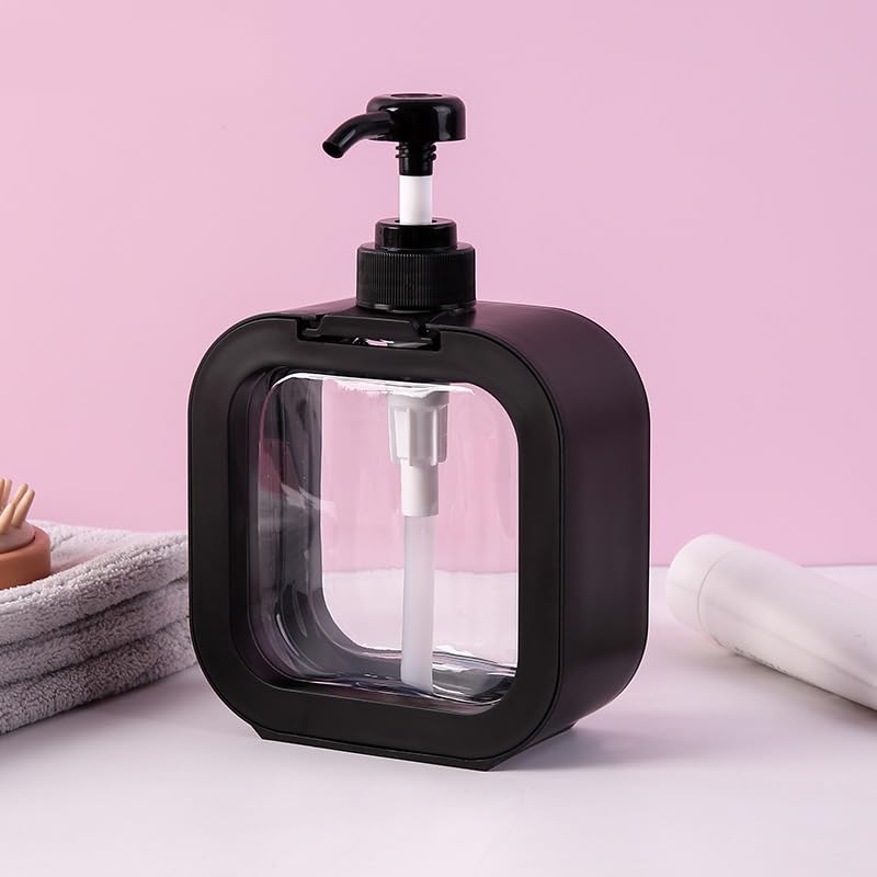 Hand Soap Dispenser for Bathroom, Modern Dish Soap Dispenser for Kitchen Sink, Liquid Soap Container with Pump, Clear Plastic Soap Pump Bottles (2 Packs,17oz, Black) - color: Black 500ml