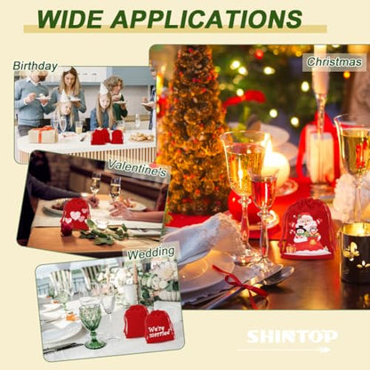 Shintop 50pcs Little Velvet Bags, 3x4inch Red Drawstring Gift Bags - color: Red, size: 1 Count (Pack of 50)