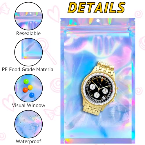 100PCS Resealable Holographic Bags, Jewelry Bags|2.9x4.7in - color: Holographic, size: 2.9x4.7 Inch