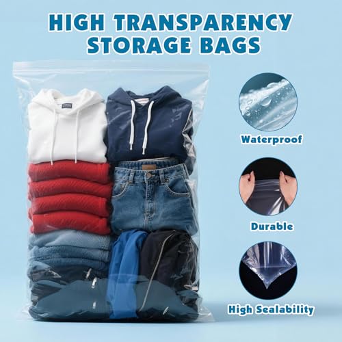 60 Pack Large 5 Gallon Storage Bags with Zipper Top, 18 x 24in Zipper Bags - size: 18in x 24in-60p