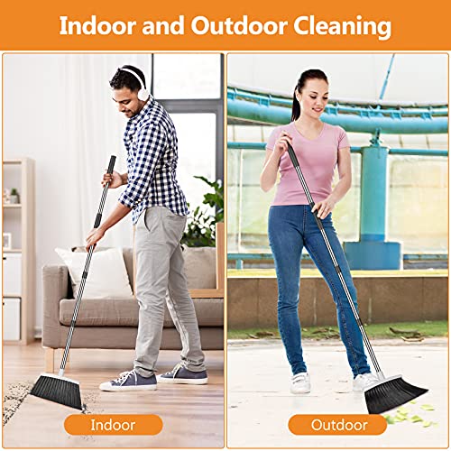 Folews Broom and Dustpan Set, Heavy Duty Dust Pan with Broom Combo Set