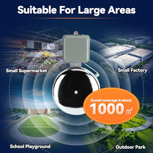 Extra Loud Doorbell 110V Electric Bell 8 Inch Alarm Bell Electric Doorbell Wired Multipurpose Signal Bells for School Industrial Shop Mall Homes