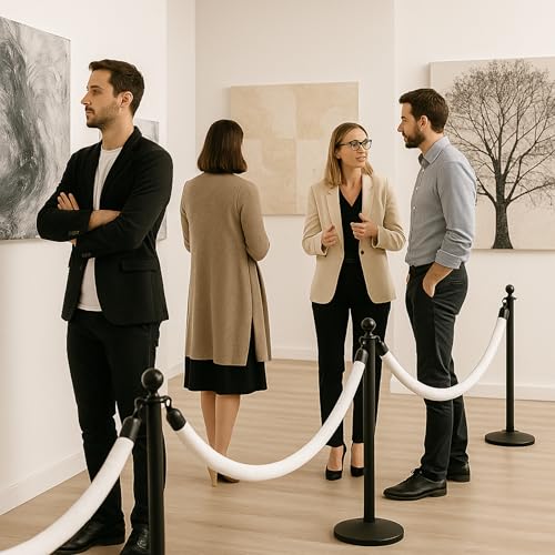 4PCS White Velvet Rope 5FT – Soft Ropes for VIP Barrier Event Stanchion Velvet Rope Set with Black Snap Ends for Crowd Control and Stanchions - color: White + Black