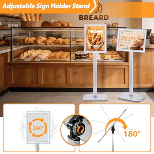 Sign Holder Stand 11x17 Inch, Heavy Duty Pedestal Floor Sign Stand - color: Silver, size: 11x17 in