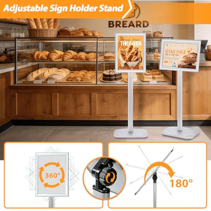 Sign Holder Stand 11x17 Inch, Heavy Duty Pedestal Floor Sign Stand - color: Silver, size: 11x17 in