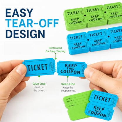 MAQIHAN Raffle Tickets Roll - 50/50 Double Raffle Tickets for Event & Party - color: 800pcs Green & Blue
