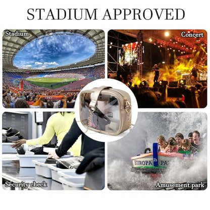 TOBVZOO Clear Bag Stadium Approved, Crossbody Transparent Bag for Concerts Sports Events, Purses for Men & Women - color: Gold