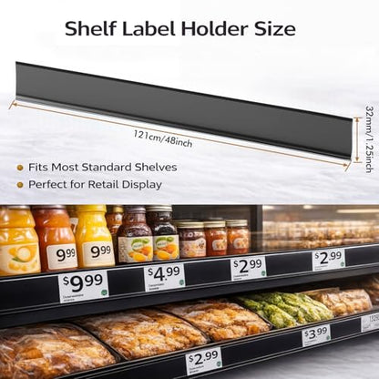 Fainne 25 Pcs Shelf Label Strips, 1.25" H X 48" L, Black - color: Black, size: 1.25"H X 48"L