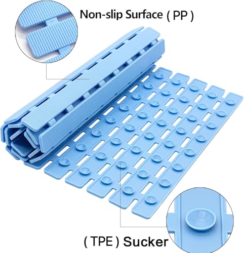 BEMISO Shower Mat Non Slip Bathtub Mat 27.5 x 15.7 Inch Bath Mat for Tub - color: Blue, size: 27.5 x 15.7 inches