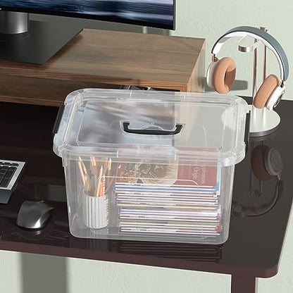 12 Qt Clear Tote Box, Plastic Storage Bin with Lid & Handle Set of 6 - size: 12 Quarts