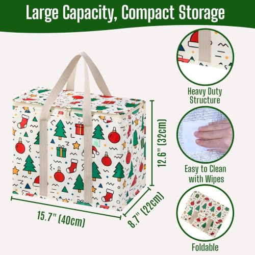 VENO 2 Pack Cooler Bag Insulated Grocery Bags for Food Delivery Heavy Duty - color: Jingle Mix, size: 2 Pack