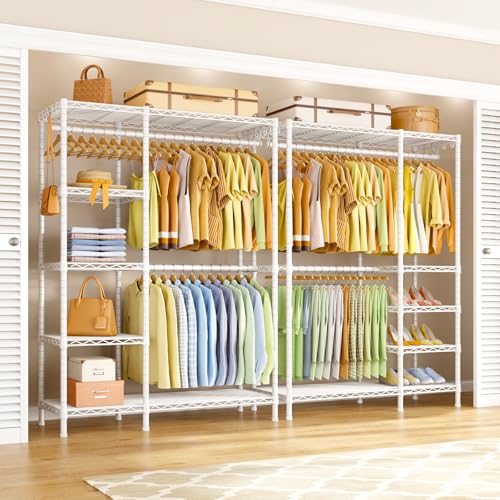 Ulif F2 Clothes Rack, 5 Tiers Heavy Duty Garment Rack for Bedroom - color: White