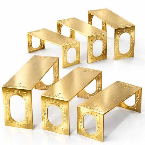 Gold Risers Display Stands, 6-Piece Metal Purse & Perfume Display Set