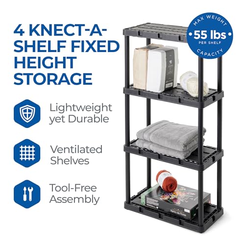 Gracious Living Knect-A-Shelf 4 Shelf Light Duty Storage Rack, Black - color: 4 Shelf - Black, size: 1 Pack