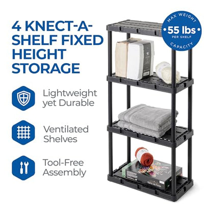 Gracious Living Knect-A-Shelf 4 Shelf Light Duty Storage Rack, Black - color: 4 Shelf - Black, size: 1 Pack