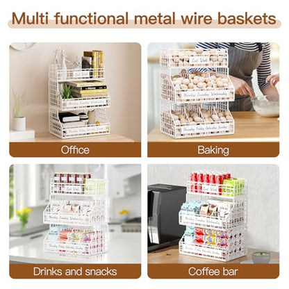 Egg Basket, Stackable Wall Mount Egg Holder Countertop with Weekday Labels - color: White, size: 2-Tier（with printed labels）