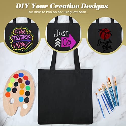 Reginary 50 Pcs Reusable Tote Bags Shopping Bags Non Woven, Black - color: Black