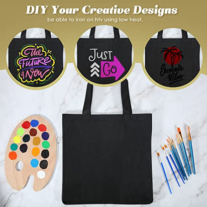 Reginary 50 Pcs Reusable Tote Bags Shopping Bags Non Woven, Black - color: Black
