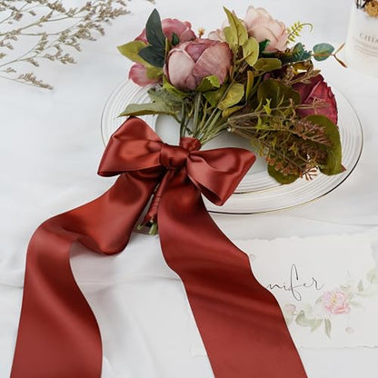 Rust Red Double-Faced Satin Ribbon, 3 Inch x 10 Yards - color: Rust