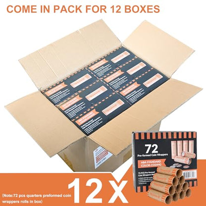 LLIKED 864 PCS Quarters Preformed Coin Roll Wrappers-Quarters - size: 864 Quarters Coin Rolls