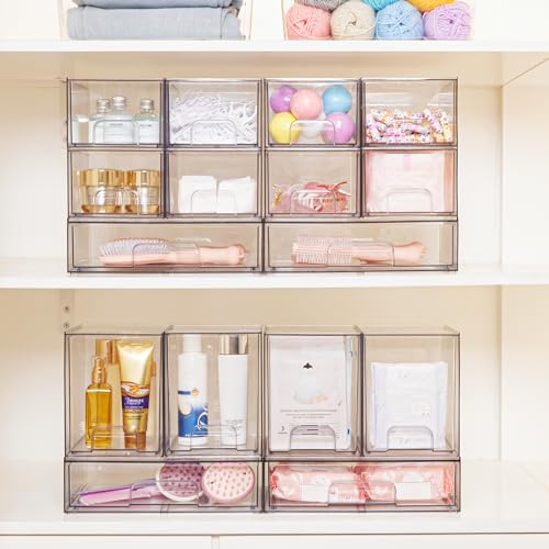 Vtopmart Clear Stackable Storage Drawers, 2 Pack Tall Plastic Organizers - style: High-2pack-Clear