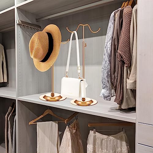 Weysat 4 Pcs Purse Display Stand Adjustable Metal Handbag Holder, Rose Gold - color: Rose Gold