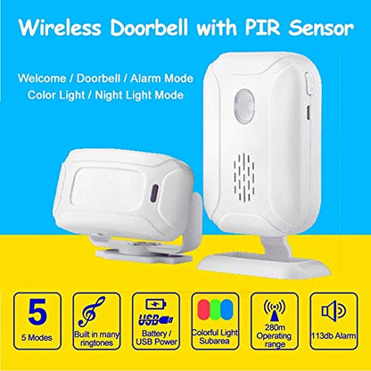 GREENCYCLE Wireless Motion Sensor Detector Alarm, Home Security Business Alert, Store Welcome Chime Door Entry Doorbell, 2 Receiver 1 Infrared Transmitter 1 Remote Control